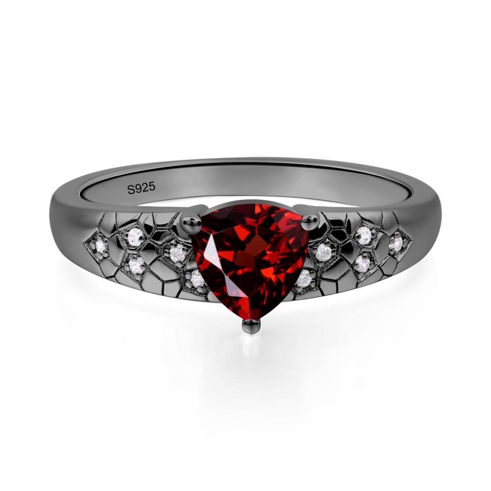 Garnet Cracked Ring - LUO Jewelry #metal_black finish sterling silver