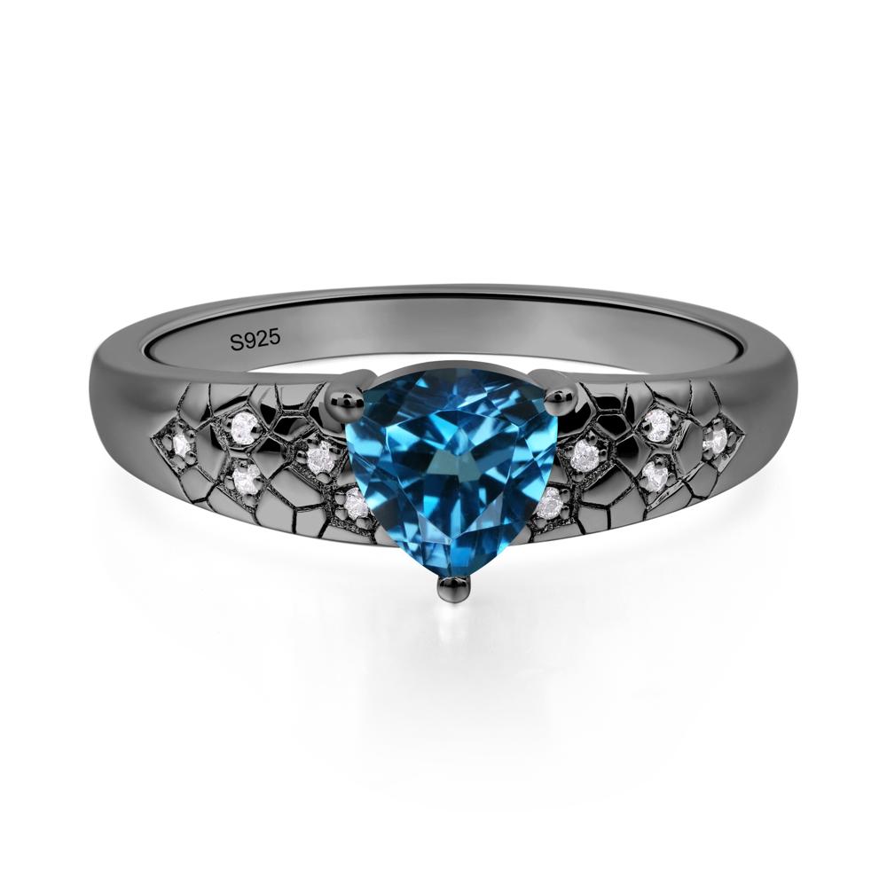 London Blue Topaz Cracked Ring - LUO Jewelry #metal_black finish sterling silver