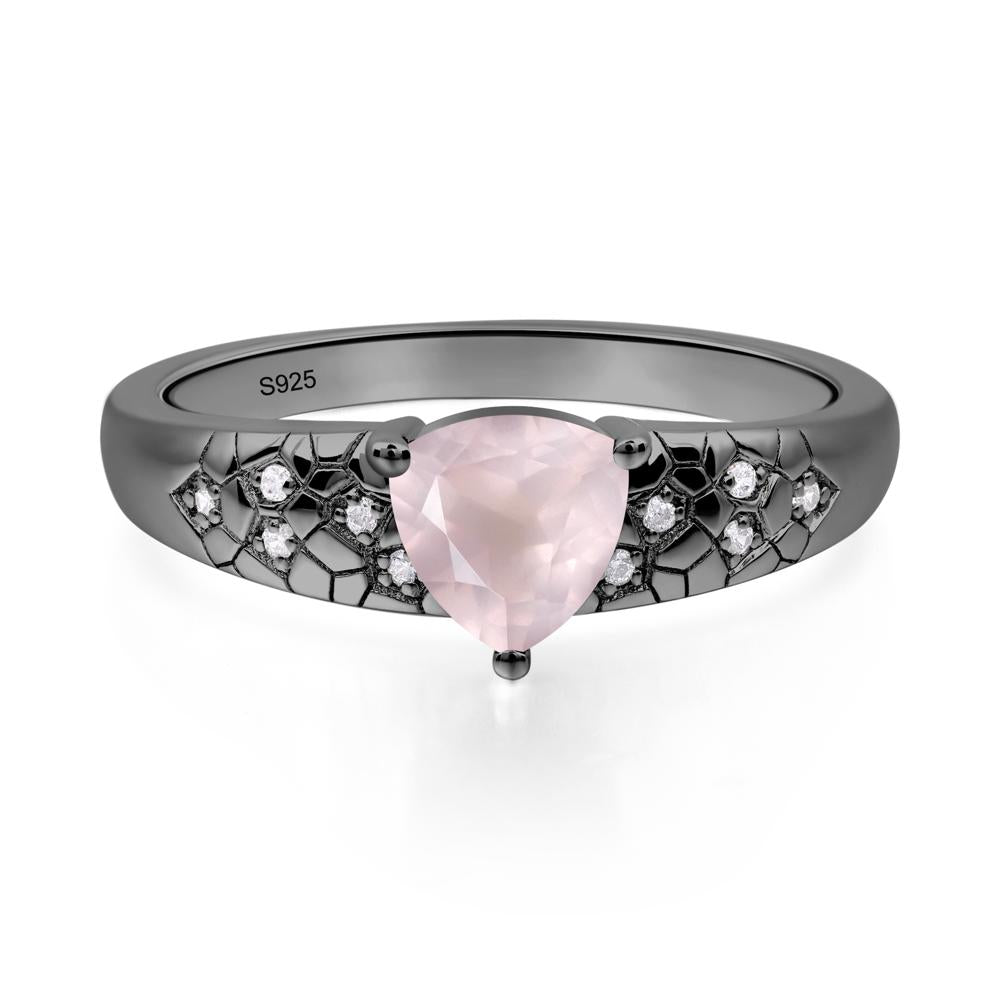 Rose Quartz Cracked Ring - LUO Jewelry #metal_black finish sterling silver