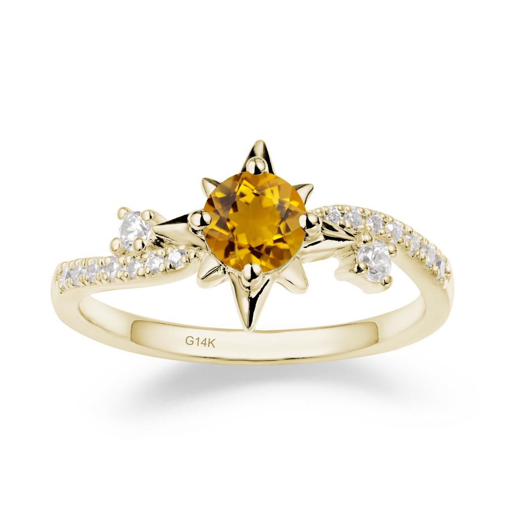 8-Pointed Star Round Citrine Ring - LUO Jewelry #metal_14k yellow gold