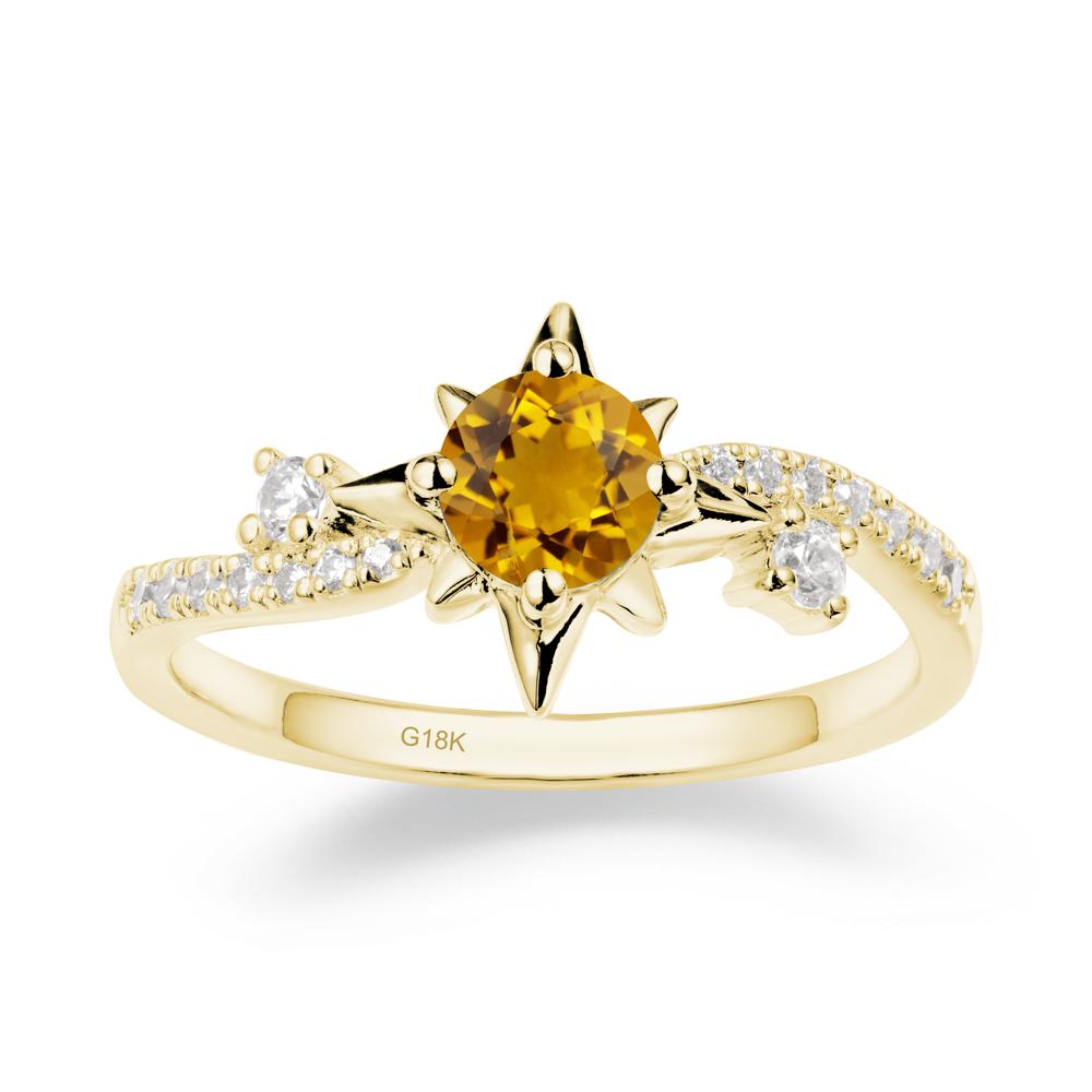 8-Pointed Star Round Citrine Ring - LUO Jewelry #metal_18k yellow gold