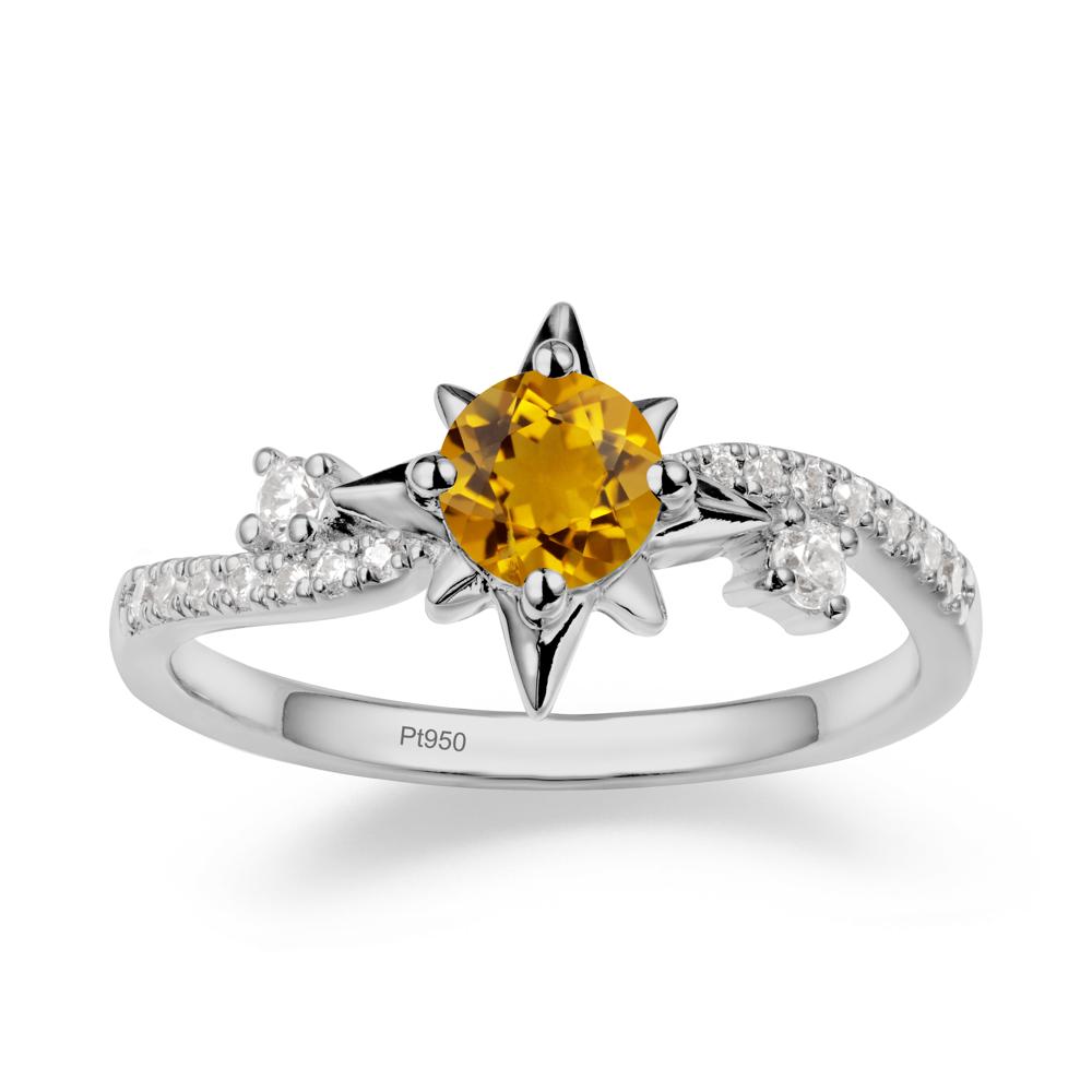 8-Pointed Star Round Citrine Ring - LUO Jewelry #metal_platinum
