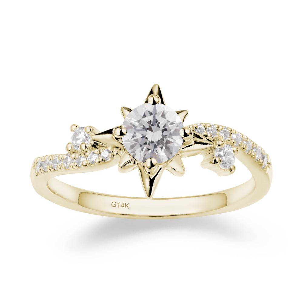 8-Pointed Star Round Diamond Ring - LUO Jewelry #metal_14k yellow gold