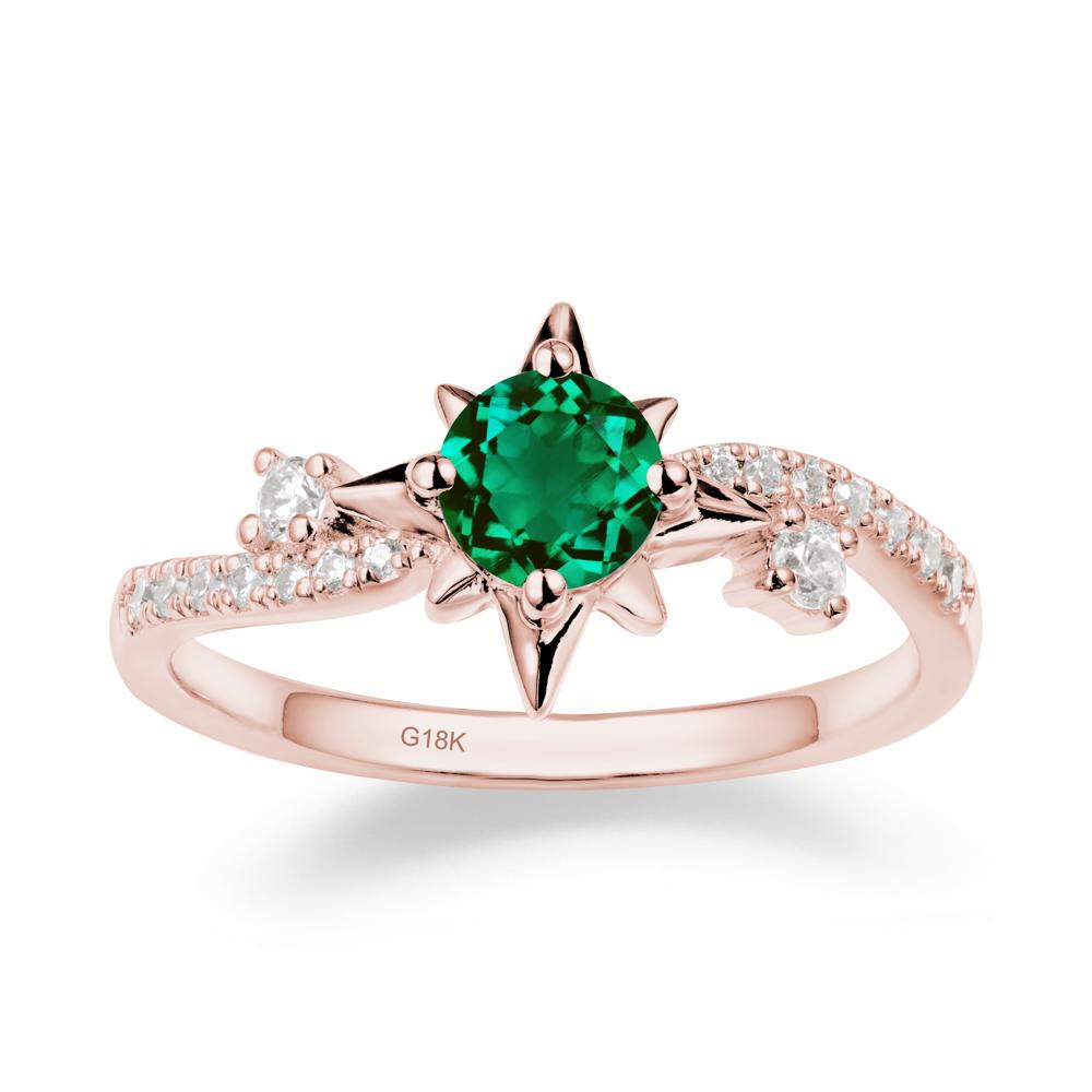 8-Pointed Star Round Emerald Ring - LUO Jewelry #metal_18k rose gold