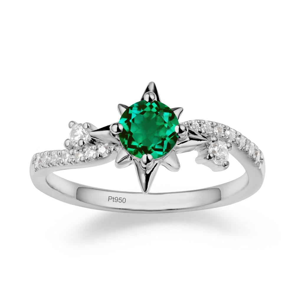 8-Pointed Star Round Emerald Ring - LUO Jewelry #metal_platinum