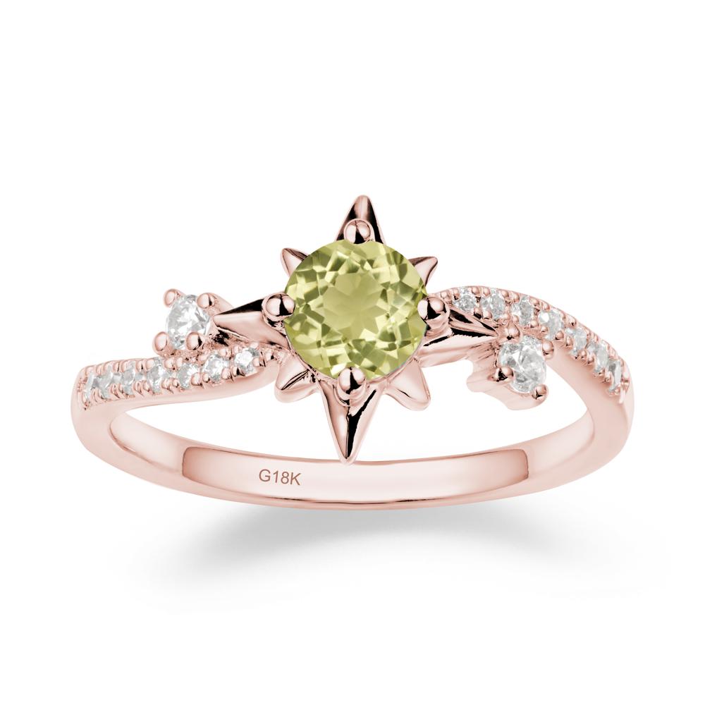 8-Pointed Star Round Lemon Quartz Ring - LUO Jewelry #metal_18k rose gold