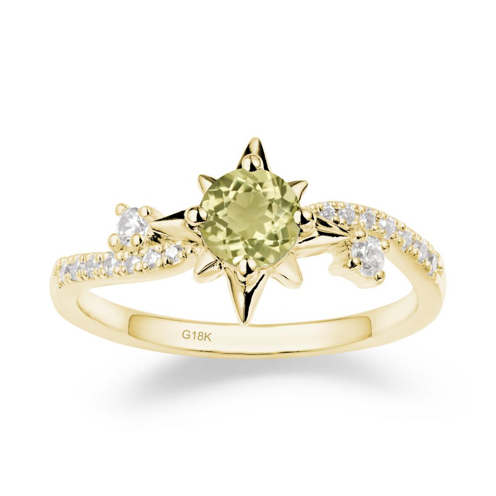 8-Pointed Star Round Lemon Quartz Ring - LUO Jewelry #metal_18k yellow gold
