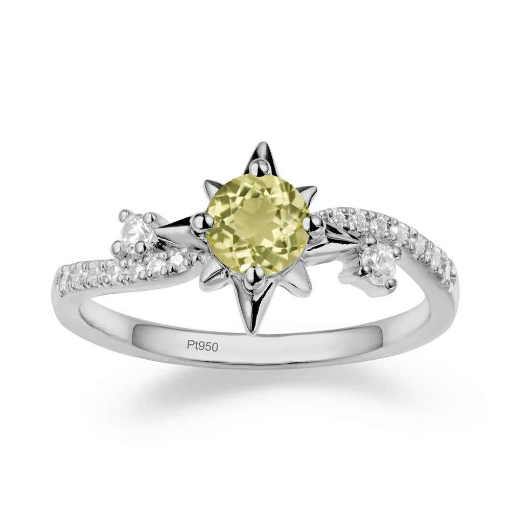 8-Pointed Star Round Lemon Quartz Ring - LUO Jewelry #metal_platinum