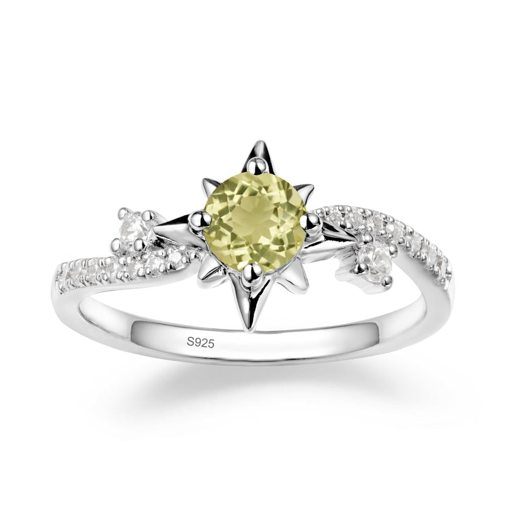 8-Pointed Star Round Lemon Quartz Ring - LUO Jewelry #metal_sterling silver
