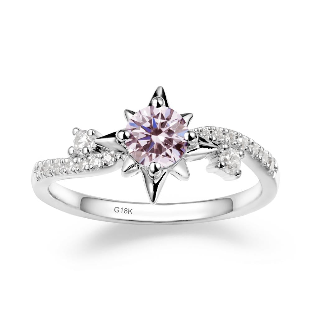 8-Pointed Star Round Pink Cubic Zirconia Ring - LUO Jewelry #metal_18k white gold