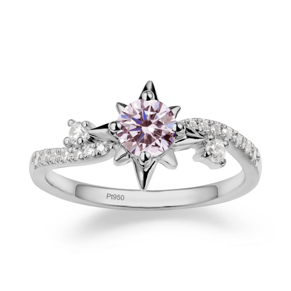 8-Pointed Star Round Pink Cubic Zirconia Ring - LUO Jewelry #metal_platinum