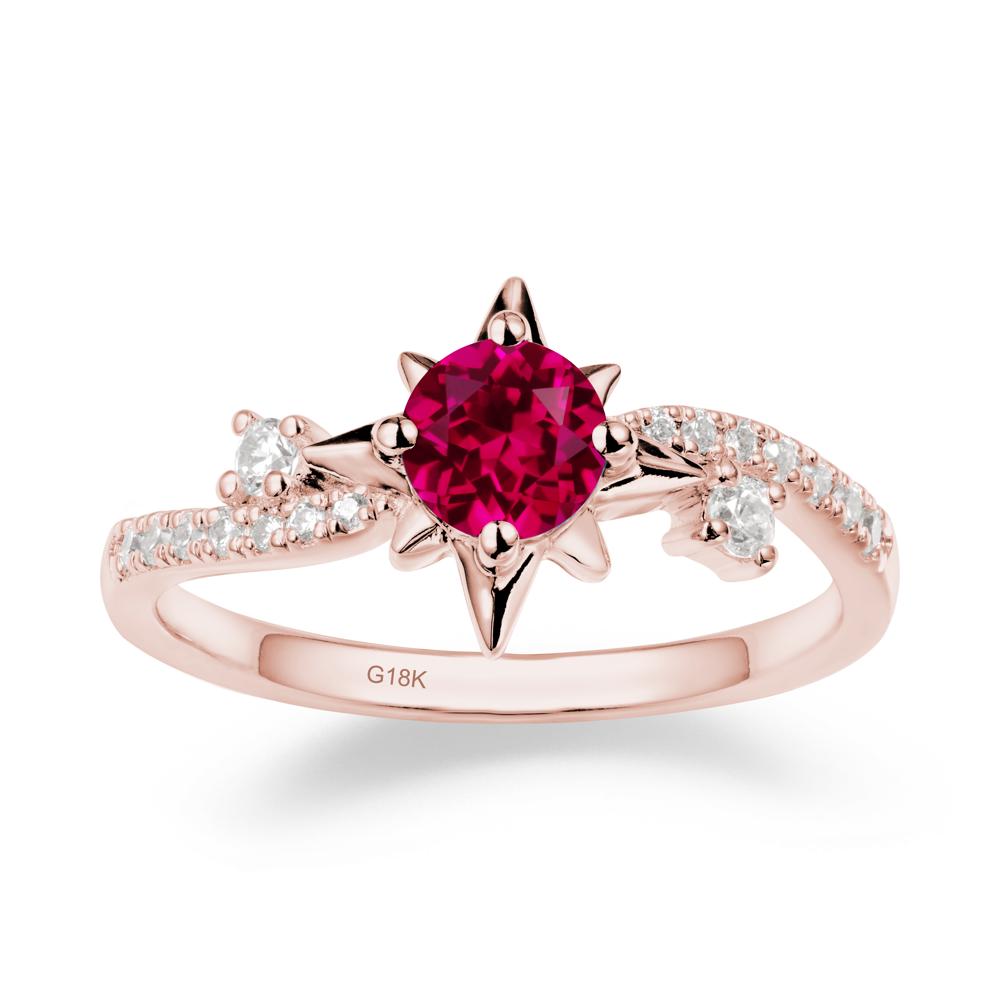 8-Pointed Star Round Ruby Ring - LUO Jewelry #metal_18k rose gold