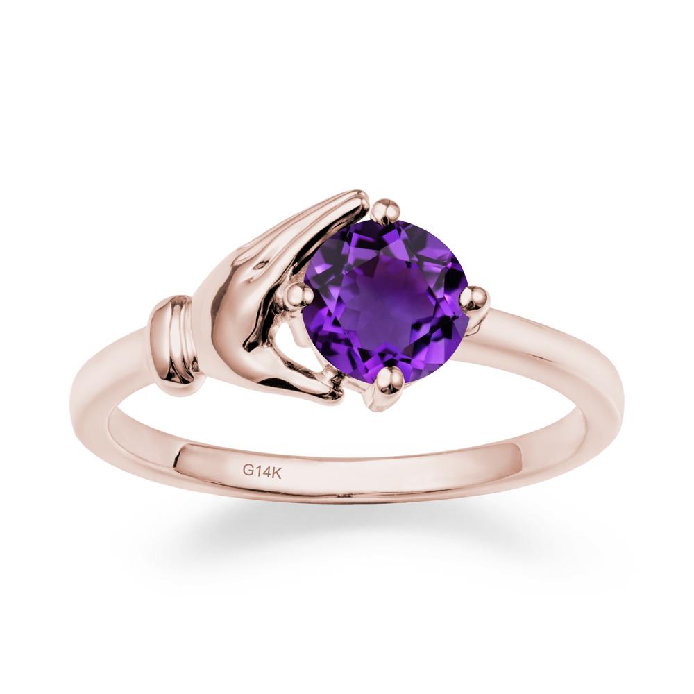 Amethyst Cupping Hand Ring In 14K Gold - LUO Jewelry #metal_14k rose gold