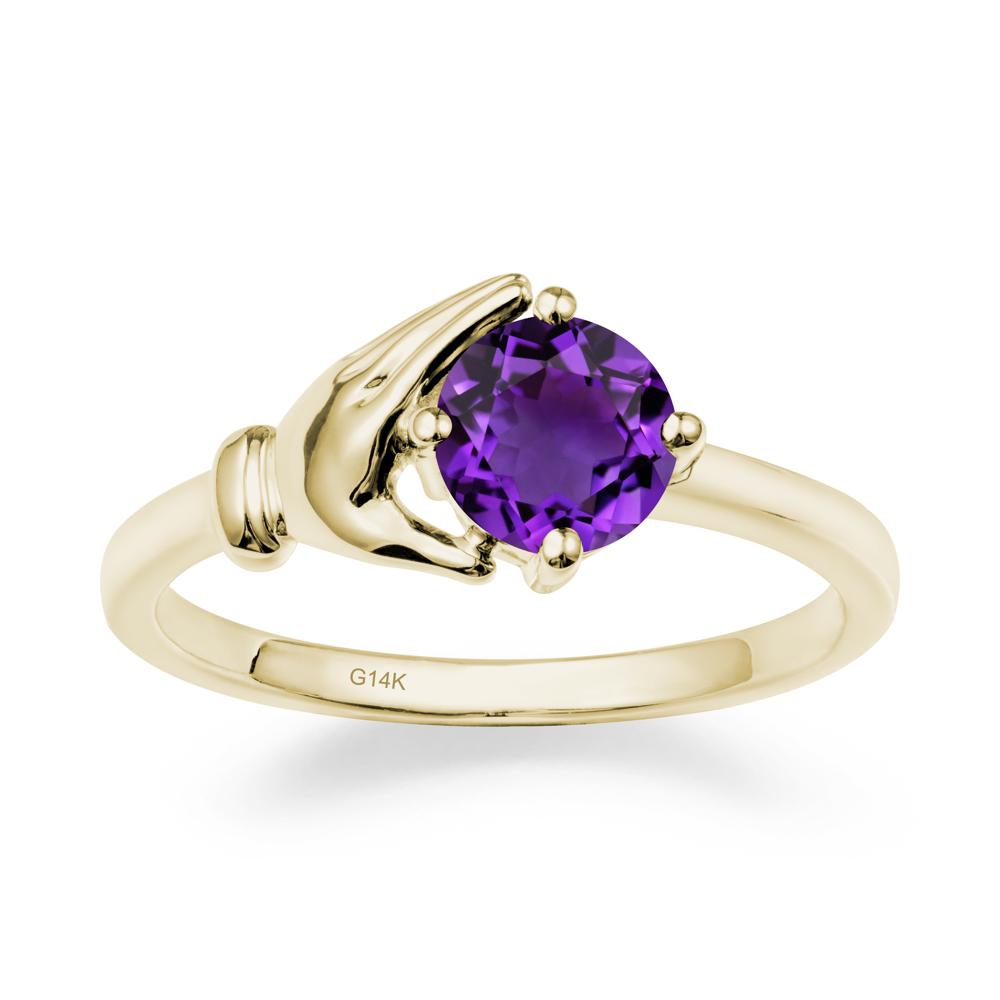 Amethyst Cupping Hand Ring In 14K Gold - LUO Jewelry #metal_14k yellow gold
