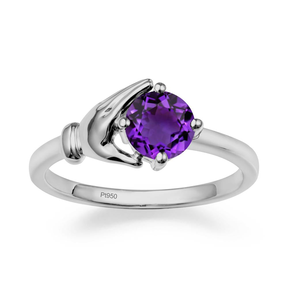 Amethyst Cupping Hand Ring In 14K Gold - LUO Jewelry #metal_platinum