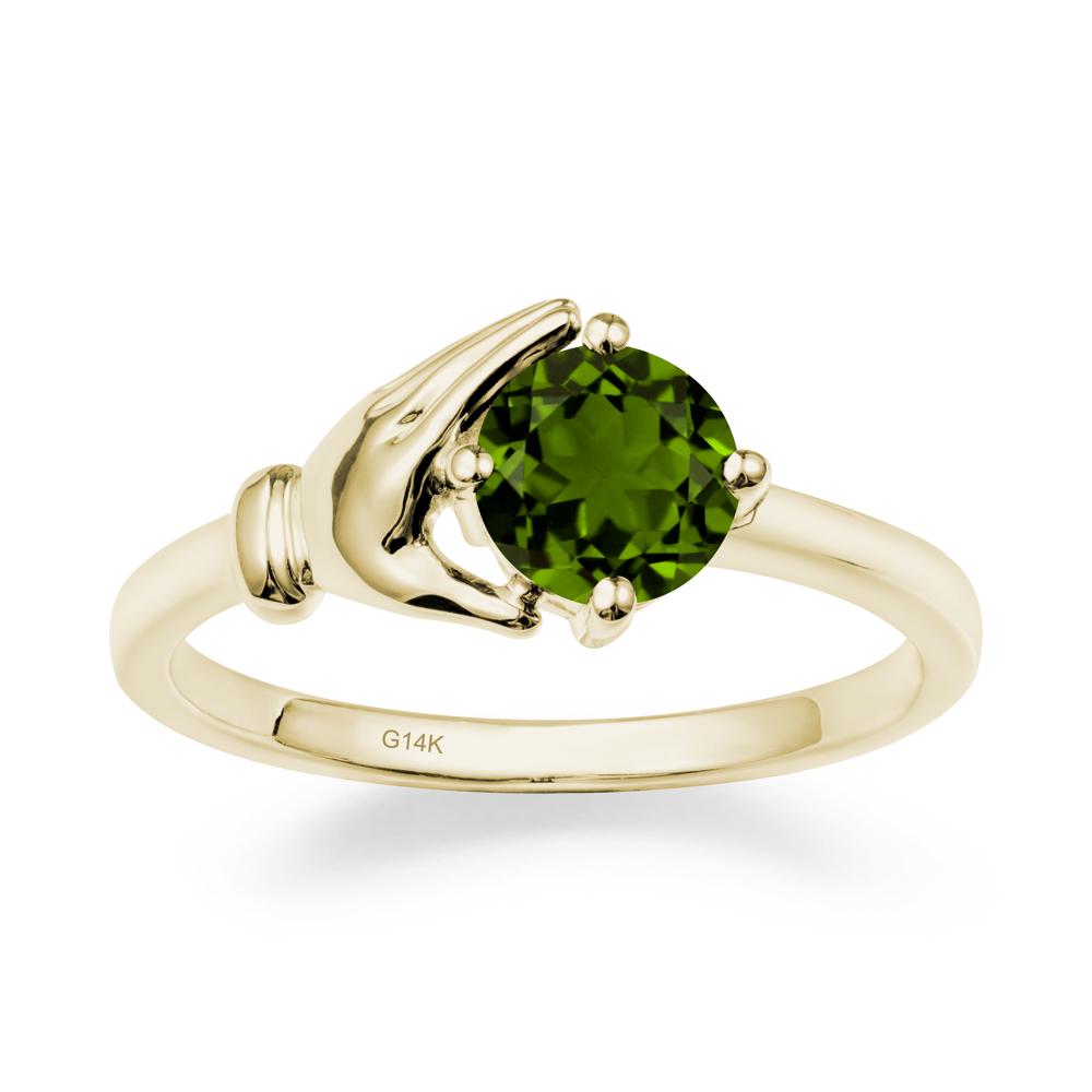 Diopside Cupping Hand Ring In 14K Gold - LUO Jewelry #metal_14k yellow gold