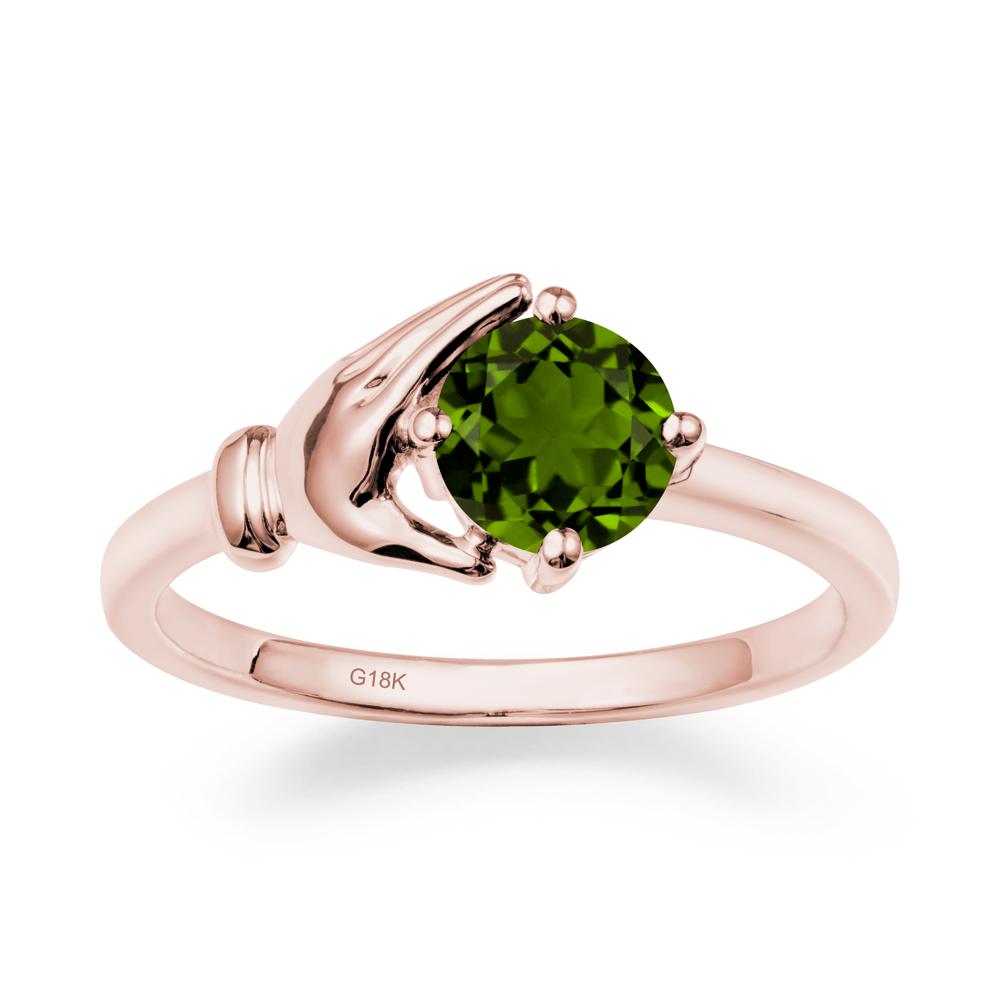 Diopside Cupping Hand Ring In 14K Gold - LUO Jewelry #metal_18k rose gold