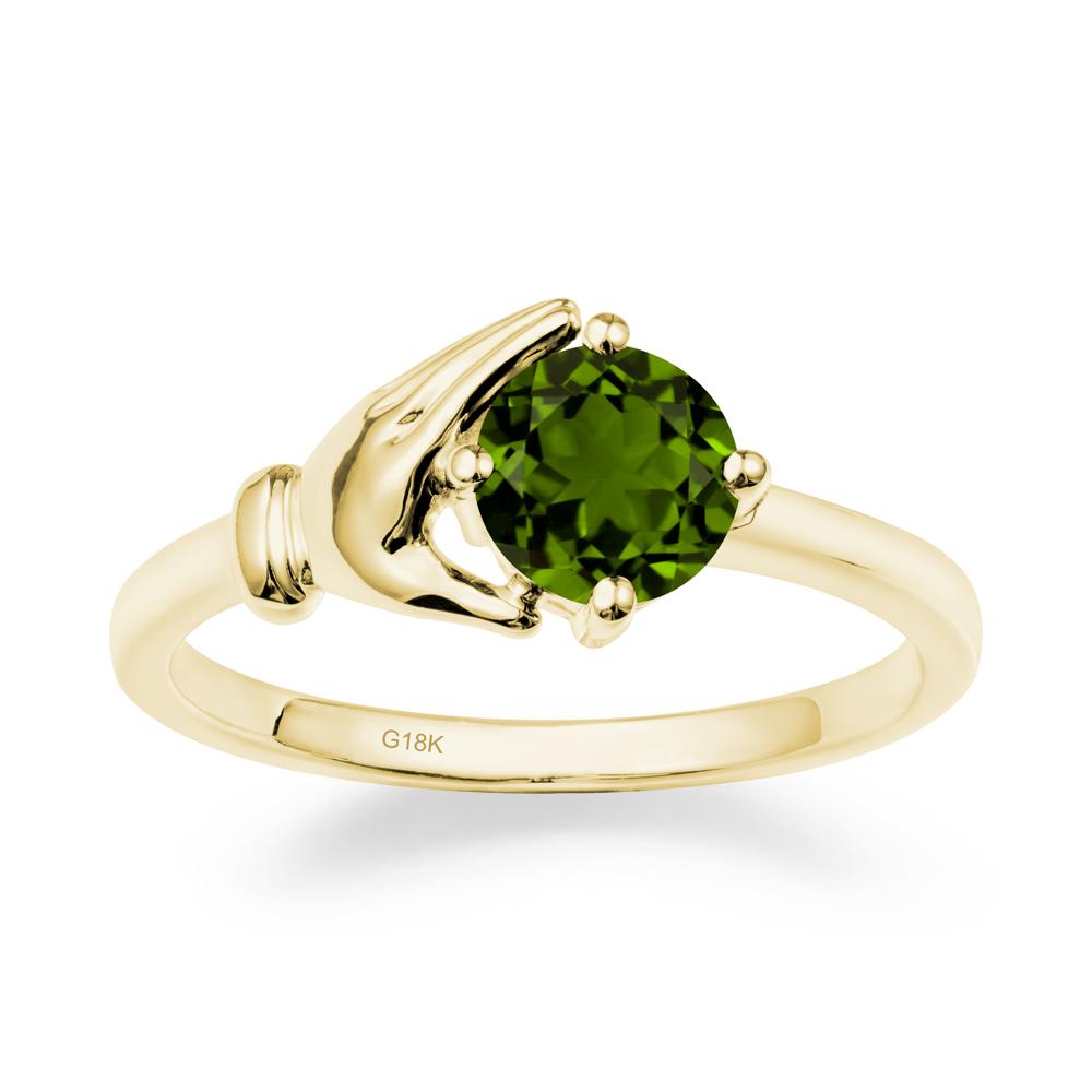 Diopside Cupping Hand Ring In 14K Gold - LUO Jewelry #metal_18k yellow gold