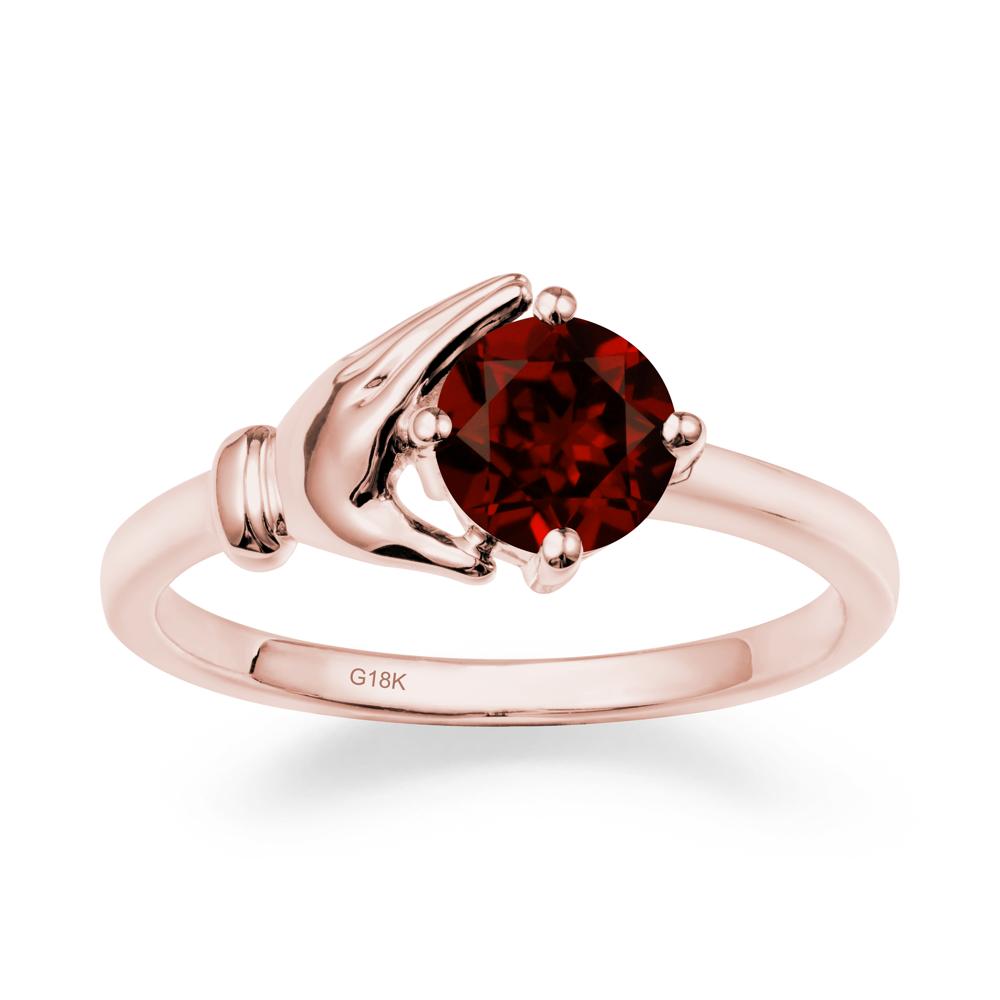 Garnet Hand Shaped Ring - LUO Jewelry #metal_18k rose gold