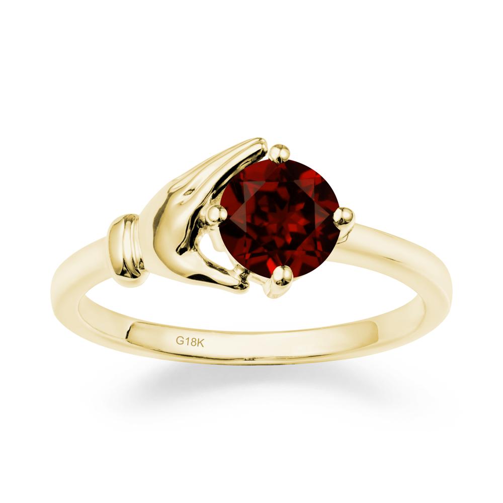 Garnet Hand Shaped Ring - LUO Jewelry #metal_18k yellow gold