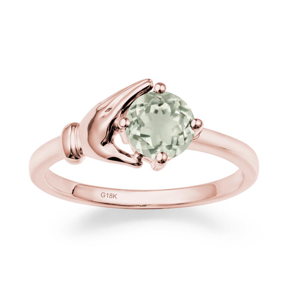 Green Amethyst Cupping Hand Ring In 14K Gold - LUO Jewelry #metal_18k rose gold