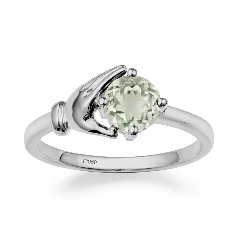 Green Amethyst Cupping Hand Ring In 14K Gold - LUO Jewelry #metal_platinum