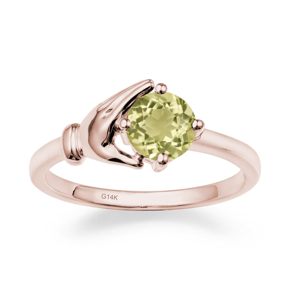 Lemon Quartz Hand Shaped Ring - LUO Jewelry #metal_14k rose gold