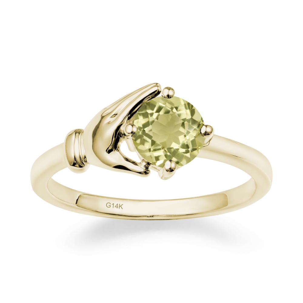 Lemon Quartz Hand Shaped Ring - LUO Jewelry #metal_14k yellow gold
