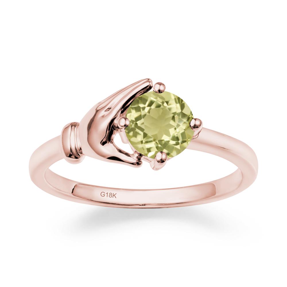 Lemon Quartz Hand Shaped Ring - LUO Jewelry #metal_18k rose gold