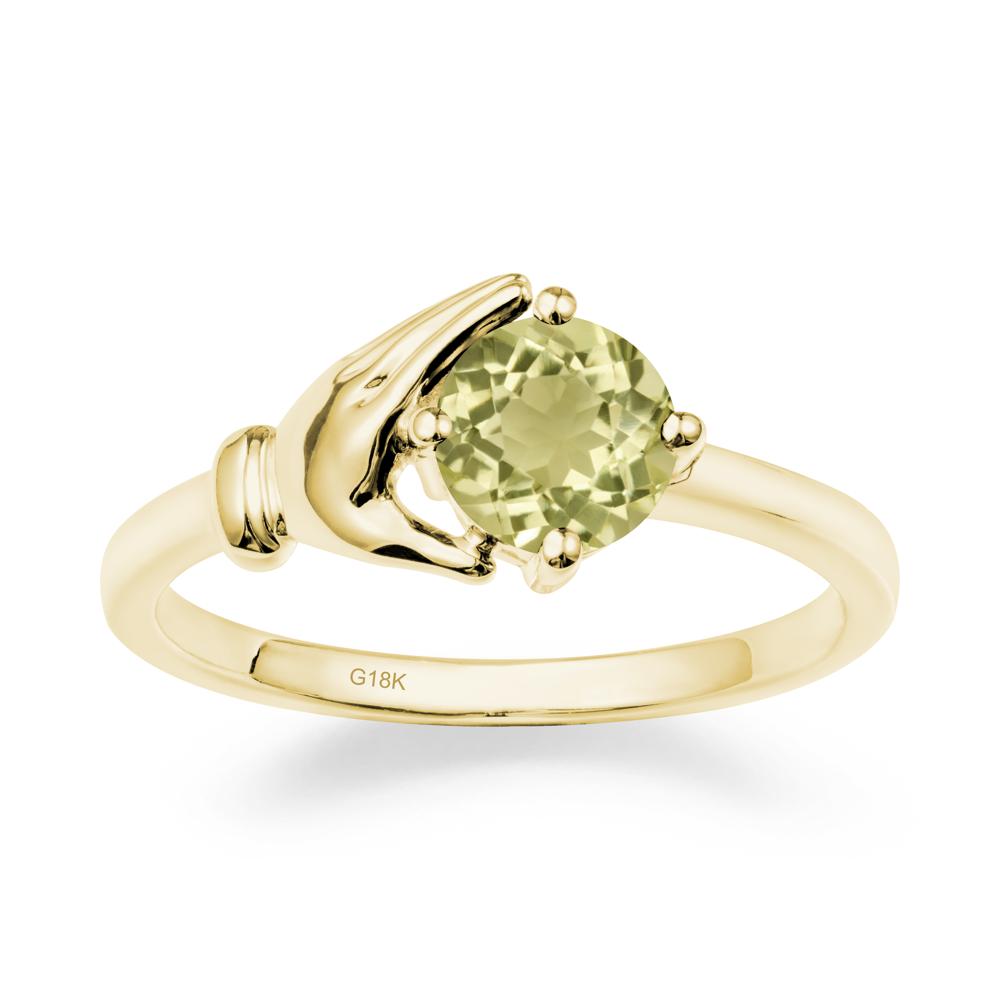 Lemon Quartz Hand Shaped Ring - LUO Jewelry #metal_18k yellow gold