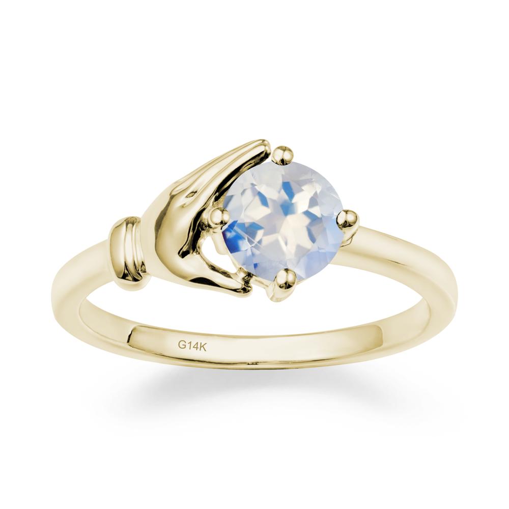 Moonstone Hand Shaped Ring - LUO Jewelry #metal_14k yellow gold