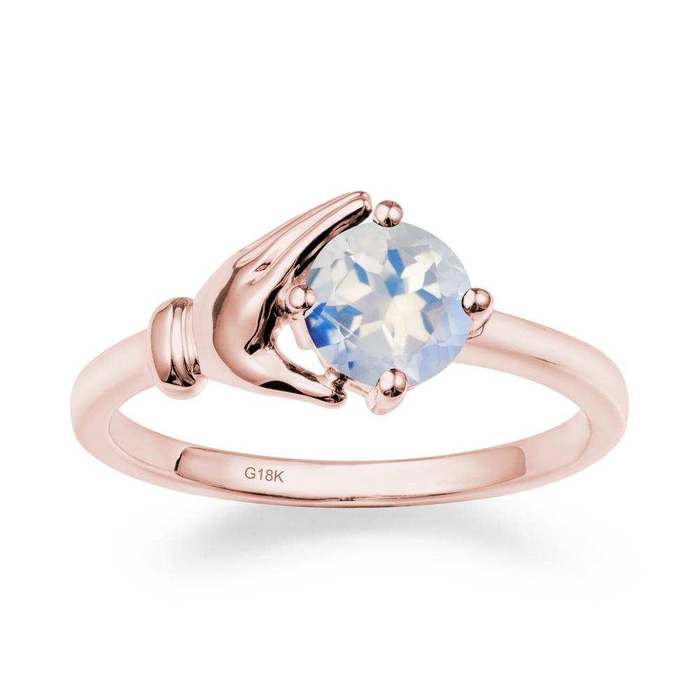 Moonstone Hand Shaped Ring - LUO Jewelry #metal_18k rose gold