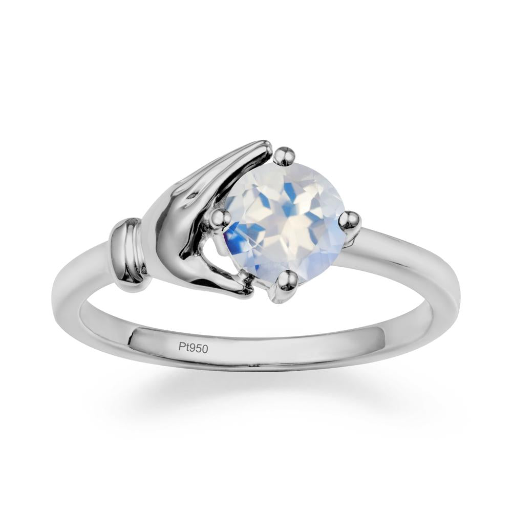 Moonstone Hand Shaped Ring - LUO Jewelry #metal_platinum