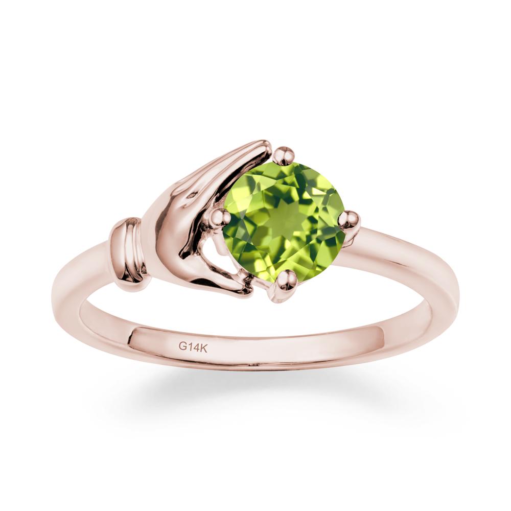 Peridot Cupping Hand Ring In 14K Gold - LUO Jewelry #metal_14k rose gold