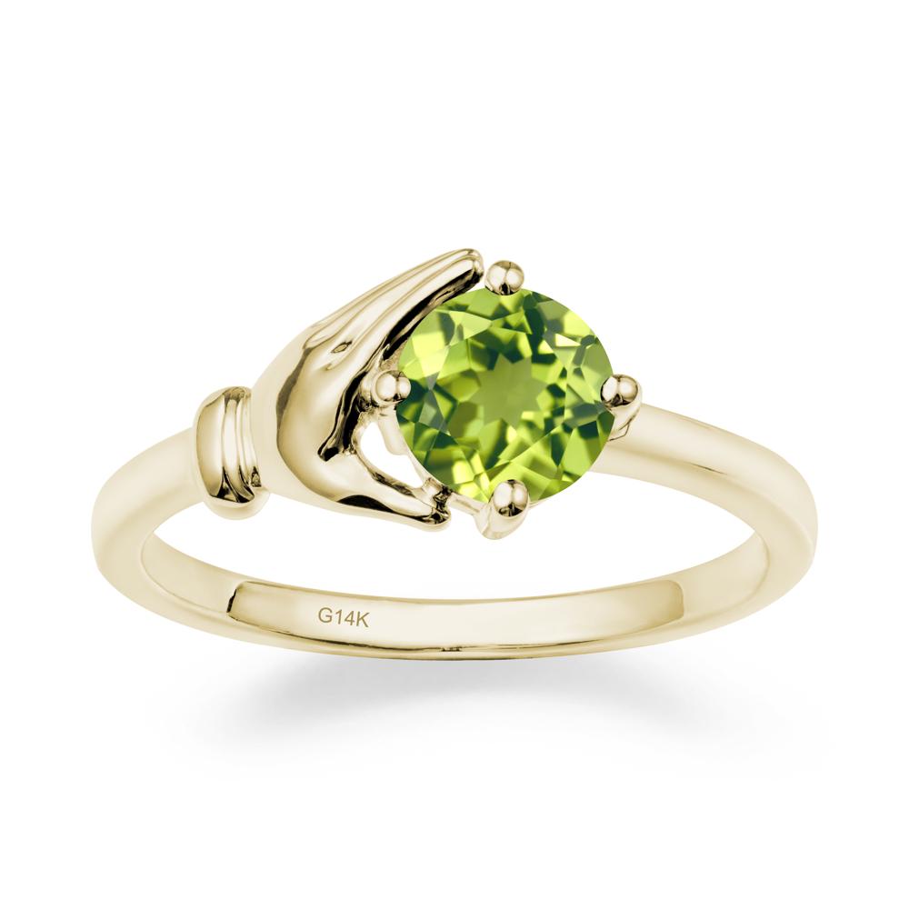 Peridot Cupping Hand Ring In 14K Gold - LUO Jewelry #metal_14k yellow gold