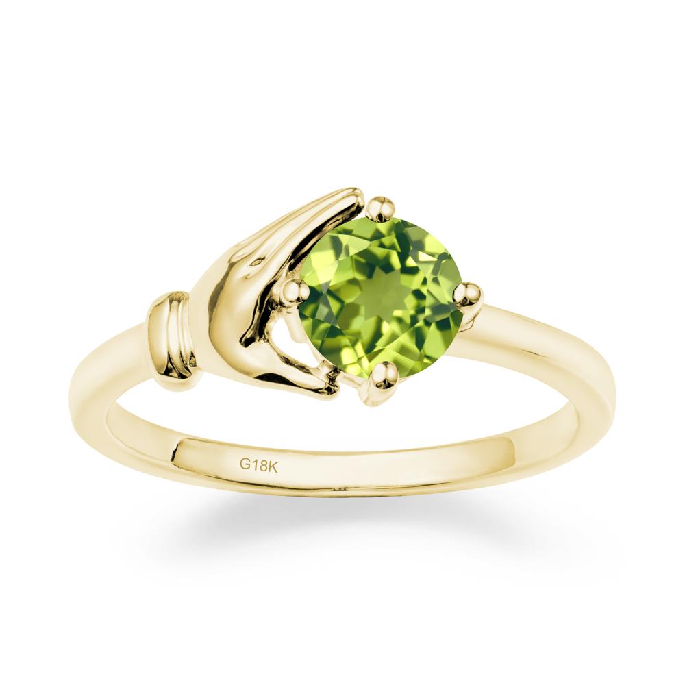 Peridot Cupping Hand Ring In 14K Gold - LUO Jewelry #metal_18k yellow gold