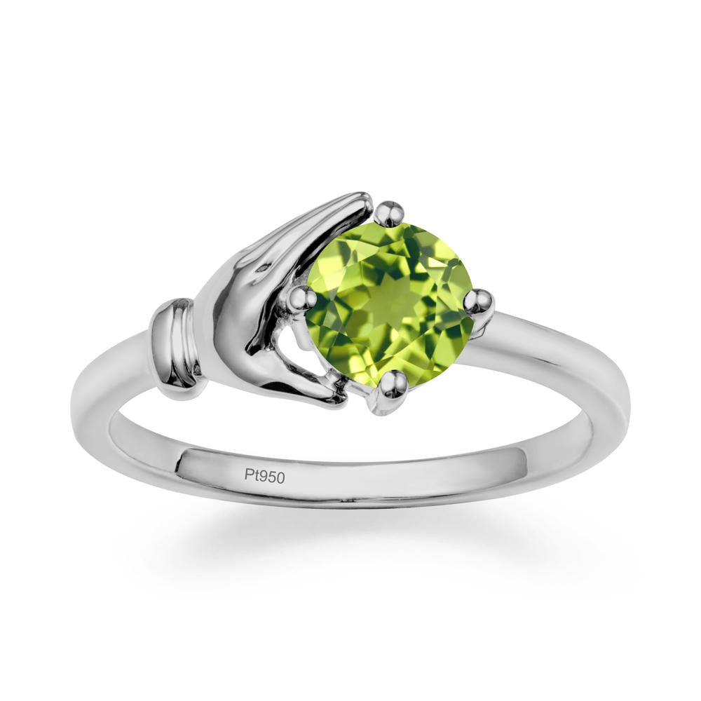 Peridot Cupping Hand Ring In 14K Gold - LUO Jewelry #metal_platinum