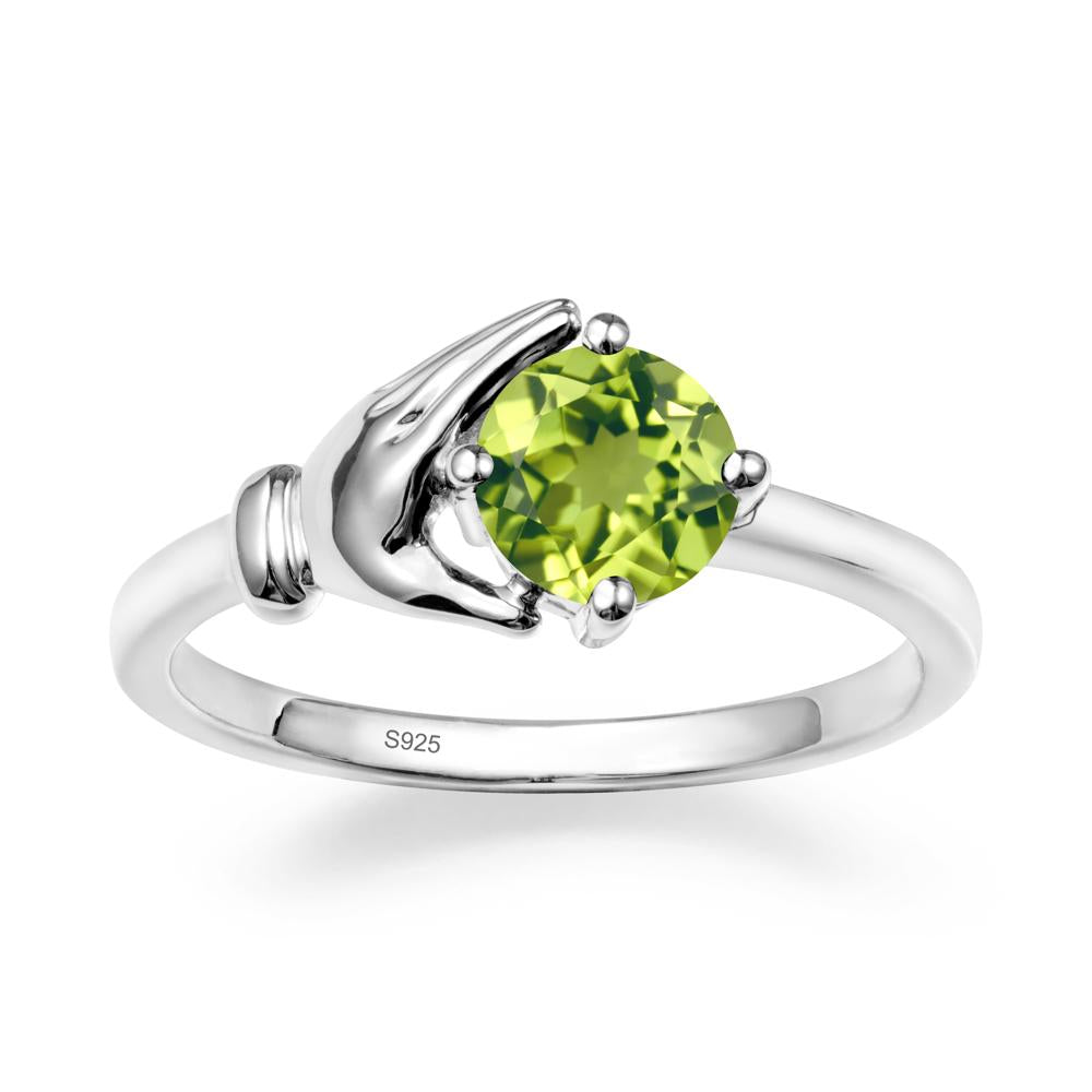 Peridot Cupping Hand Ring In 14K Gold - LUO Jewelry #metal_sterling silver