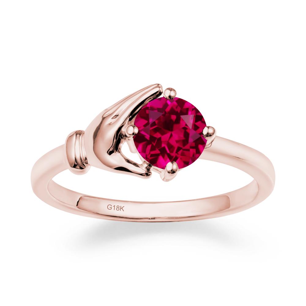Ruby Cupping Hand Ring In 14K Gold - LUO Jewelry #metal_18k rose gold
