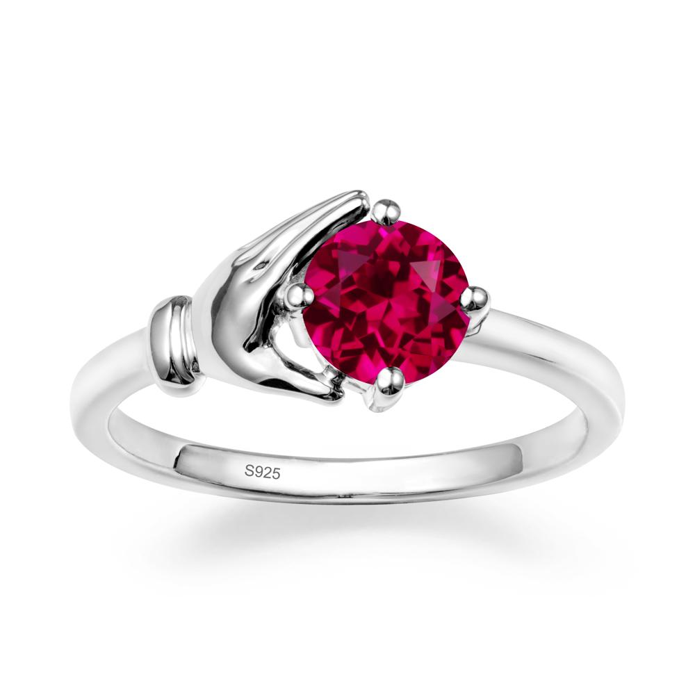 Ruby Cupping Hand Ring In 14K Gold - LUO Jewelry #metal_sterling silver