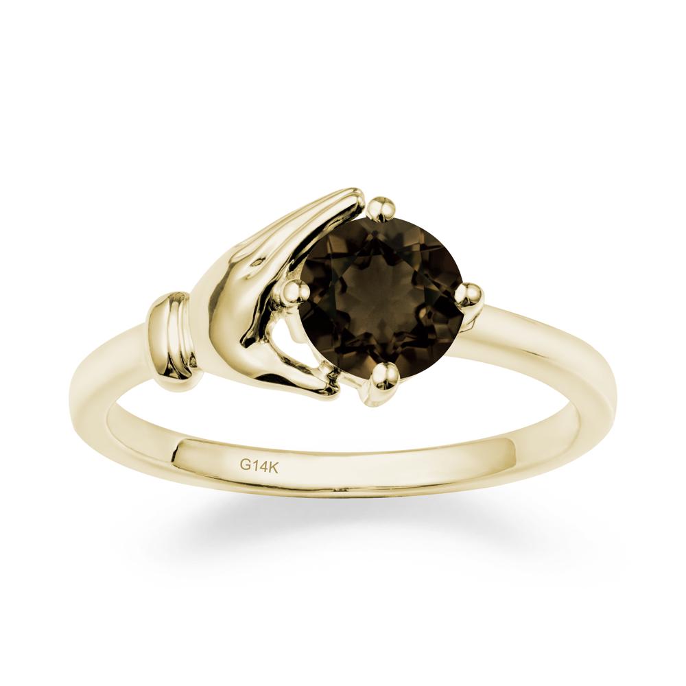 Smoky Quartz Hand Shaped Ring - LUO Jewelry #metal_14k yellow gold