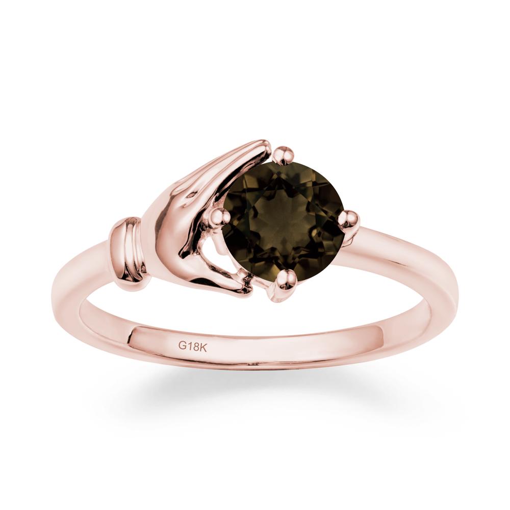 Smoky Quartz Hand Shaped Ring - LUO Jewelry #metal_18k rose gold