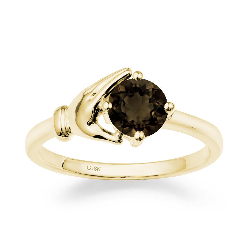 Smoky Quartz Hand Shaped Ring - LUO Jewelry #metal_18k yellow gold