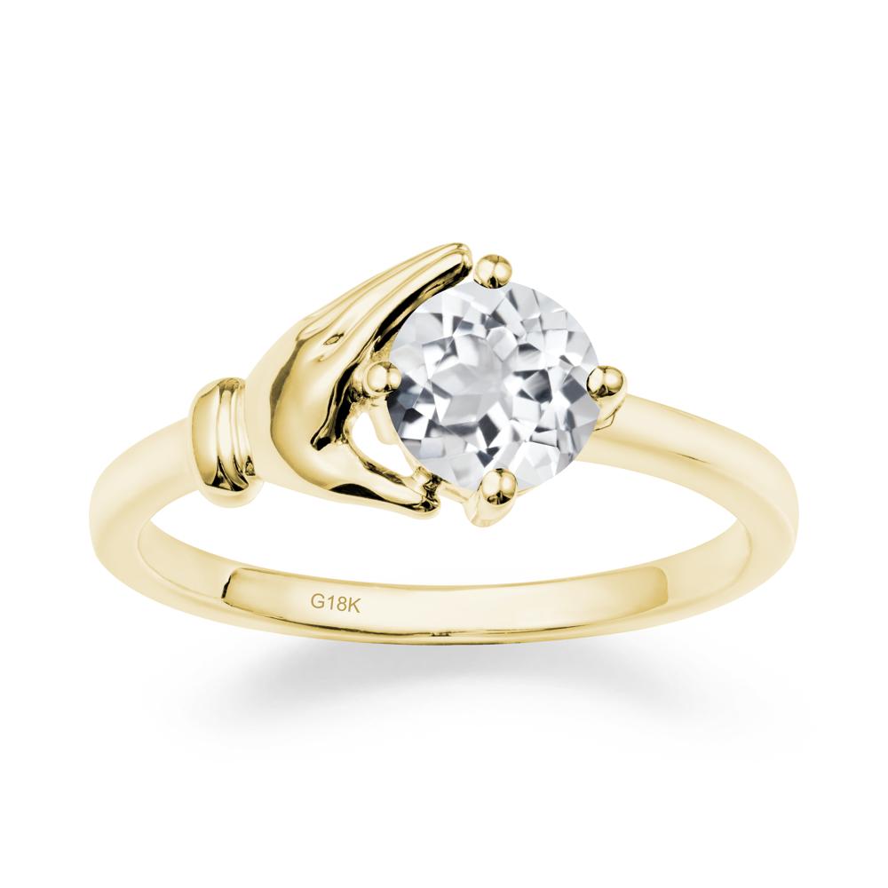 White Topaz Hand Shaped Ring - LUO Jewelry #metal_18k yellow gold