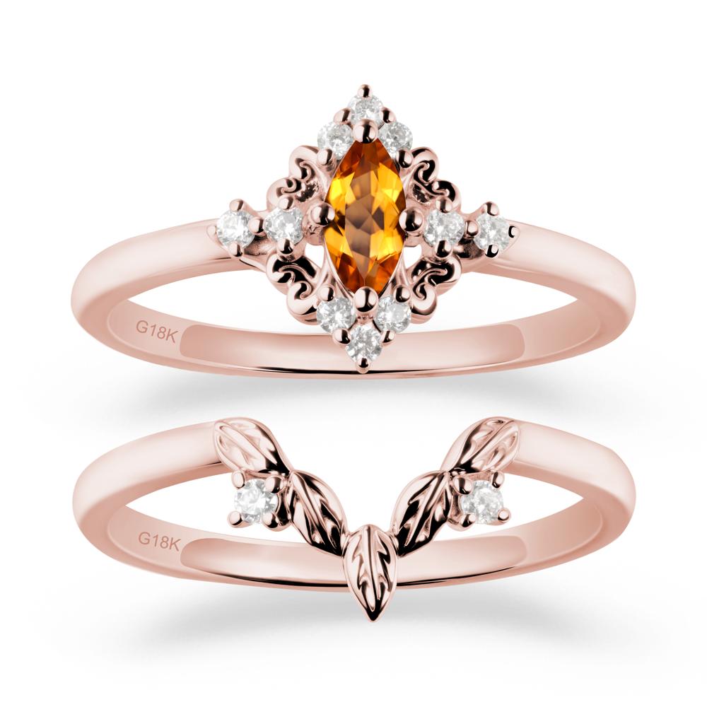 Nature Leaf Citrine Ring Sets - LUO Jewelry #metal_18k rose gold