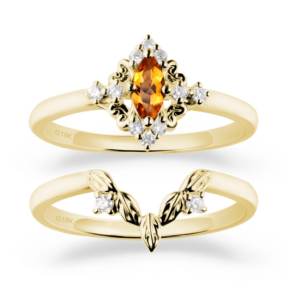 Nature Leaf Citrine Ring Sets - LUO Jewelry #metal_18k yellow gold