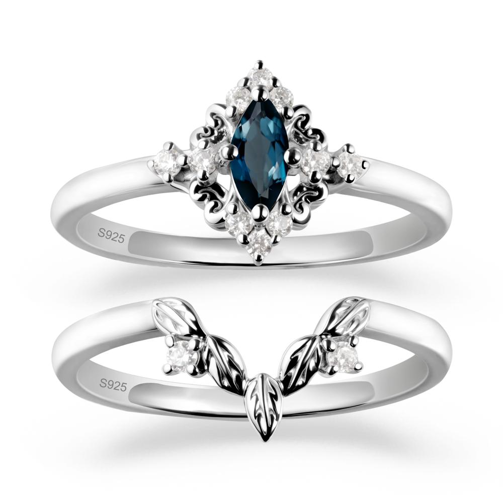 Nature Leaf London Blue Topaz Ring Sets - LUO Jewelry #metal_sterling silver
