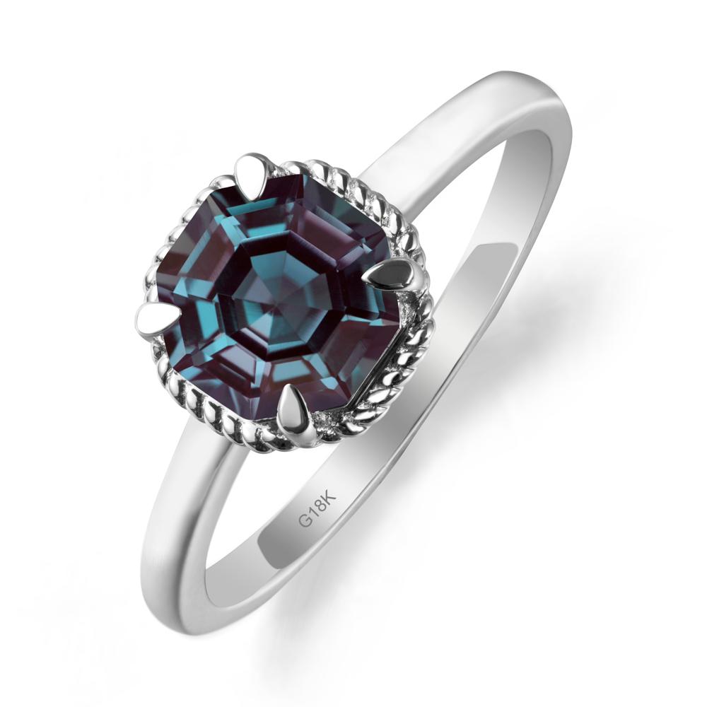 Minimalist  Octagon Alexandrite Ring - LUO Jewelry #metal_18k white gold