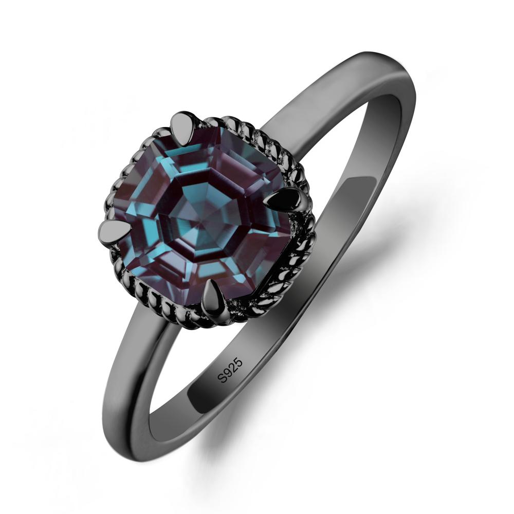Minimalist  Octagon Alexandrite Ring - LUO Jewelry #metal_black finish sterling silver