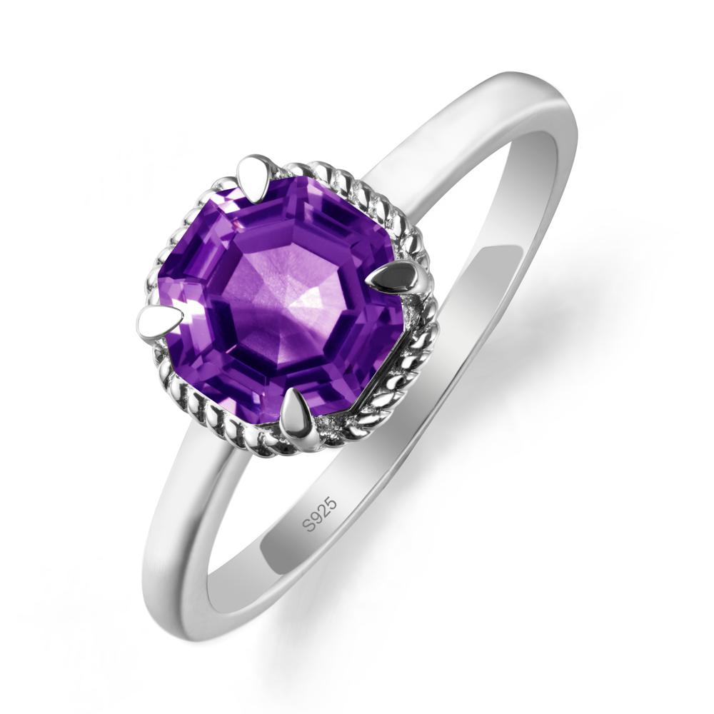 Simple Solitaire Octagon Amethyst Ring - LUO Jewelry #metal_sterling silver
